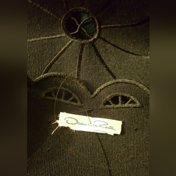 ♧$3,790 OSCAR DE LA RENTA NEW 2020 BLACK FLOWER CUT OUT KNIT DRESS US M L - Picture 8 of 14